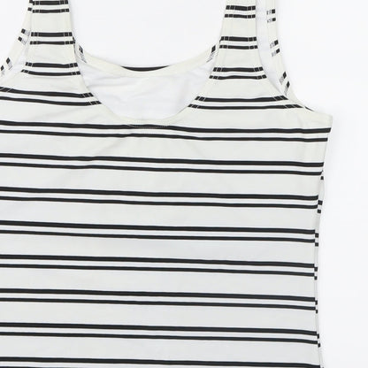 E-vie Womens White Striped  Basic Tank Size 16