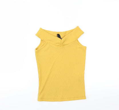Womens UK Size 6 New Look Yellow Basic Blouse