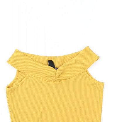 Womens UK Size 6 New Look Yellow Basic Blouse