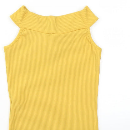 Womens UK Size 6 New Look Yellow Basic Blouse