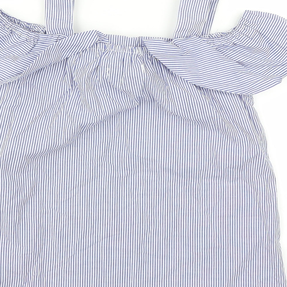 Primark Womens Blue Striped  Basic Blouse Size 4