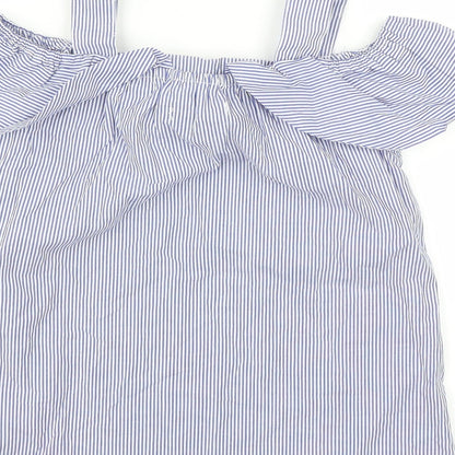 Primark Womens Blue Striped  Basic Blouse Size 4