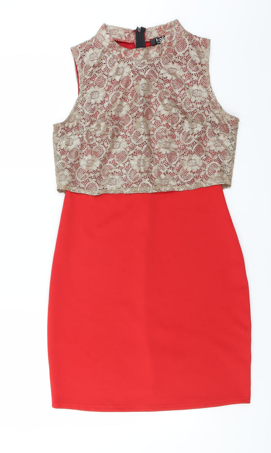 IX London Womens Red Floral  Bodycon  Size 14