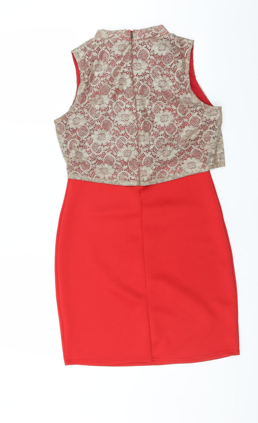IX London Womens Red Floral  Bodycon  Size 14