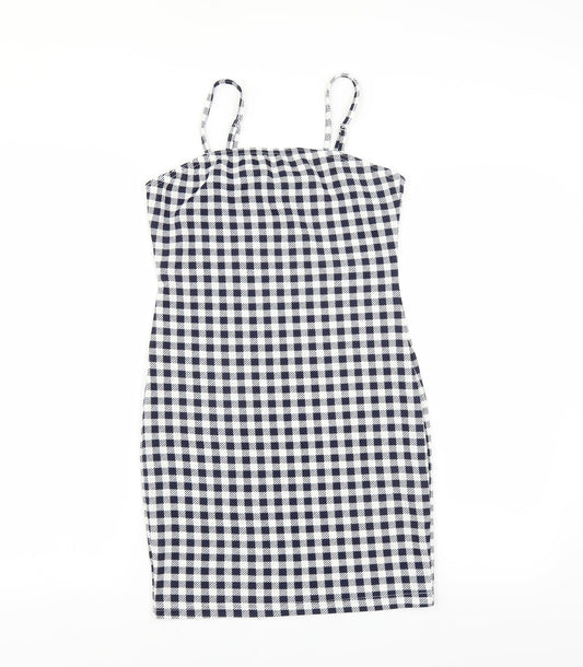 SheIn Womens Blue Check  Mini  Size S
