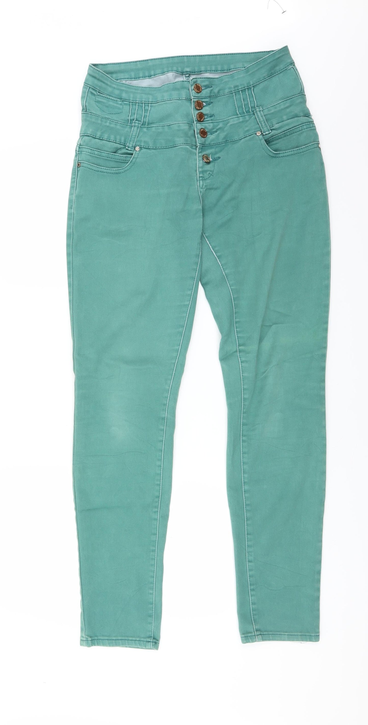 Womens UK Size XL Preworn Slim Fit Skinny Green Jeans