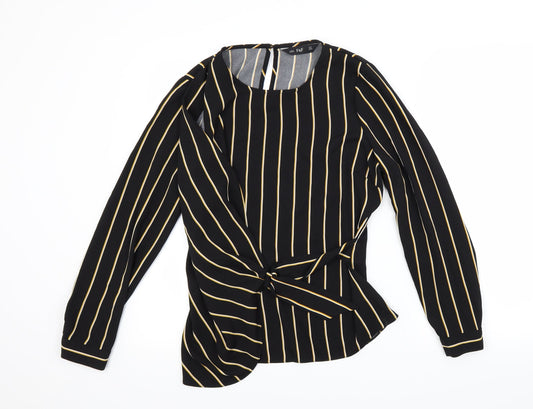 F&F Womens Black Striped  Basic Blouse Size 10
