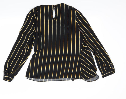 F&F Womens Black Striped  Basic Blouse Size 10