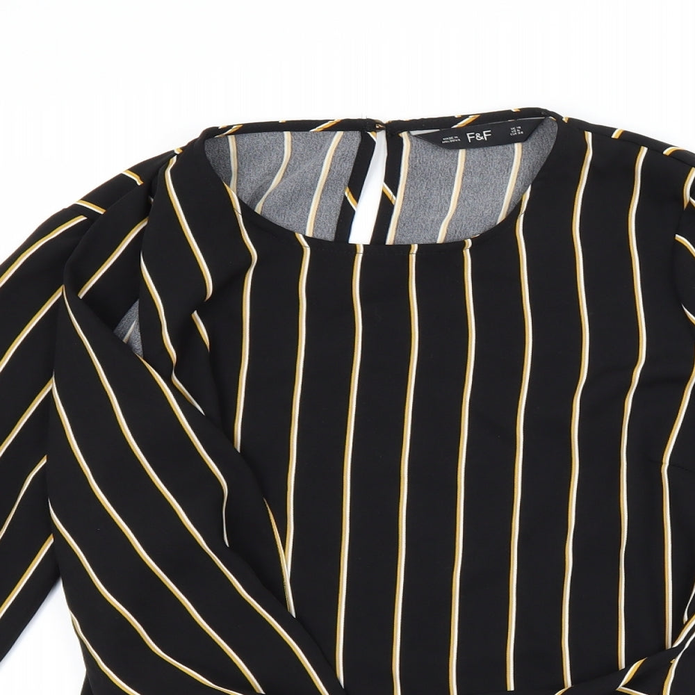Womens UK Size 10 F&F Black Basic Blouse