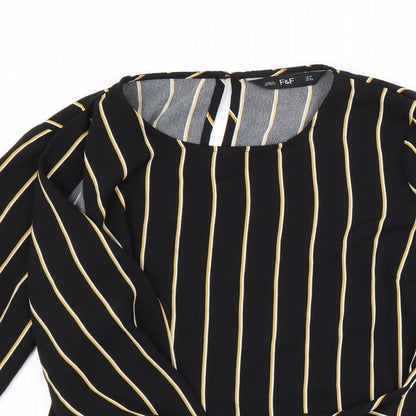 Womens UK Size 10 F&F Black Basic Blouse