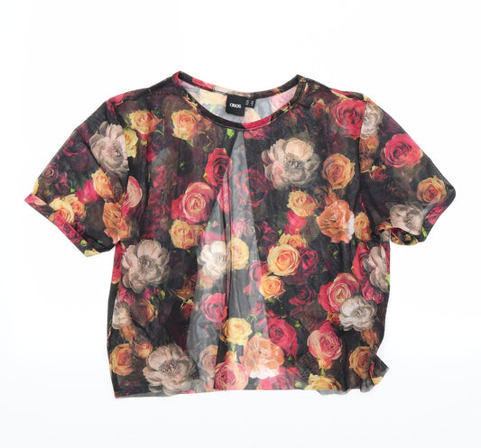 ASOS Womens Black Floral  Basic Blouse Size 10