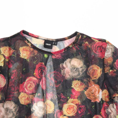 ASOS Womens Black Floral  Basic Blouse Size 10
