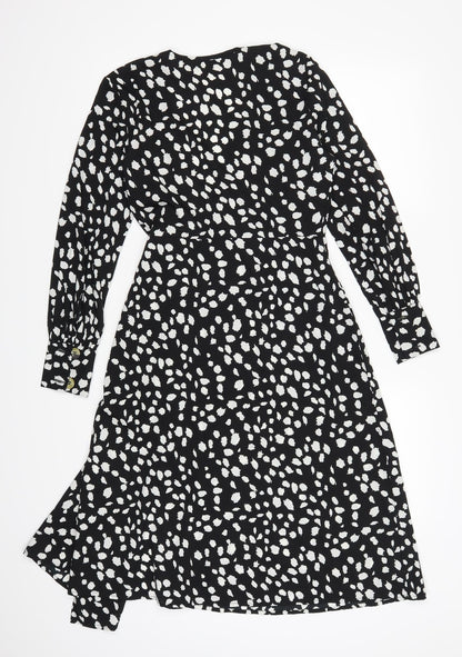 Boohoo Womens Black Polka Dot  A-Line  Size 4