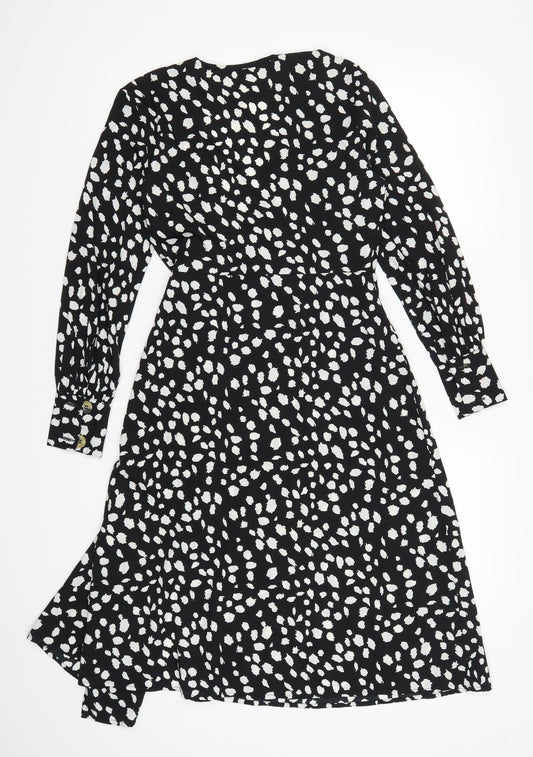 Boohoo Womens Black Polka Dot  A-Line  Size 4