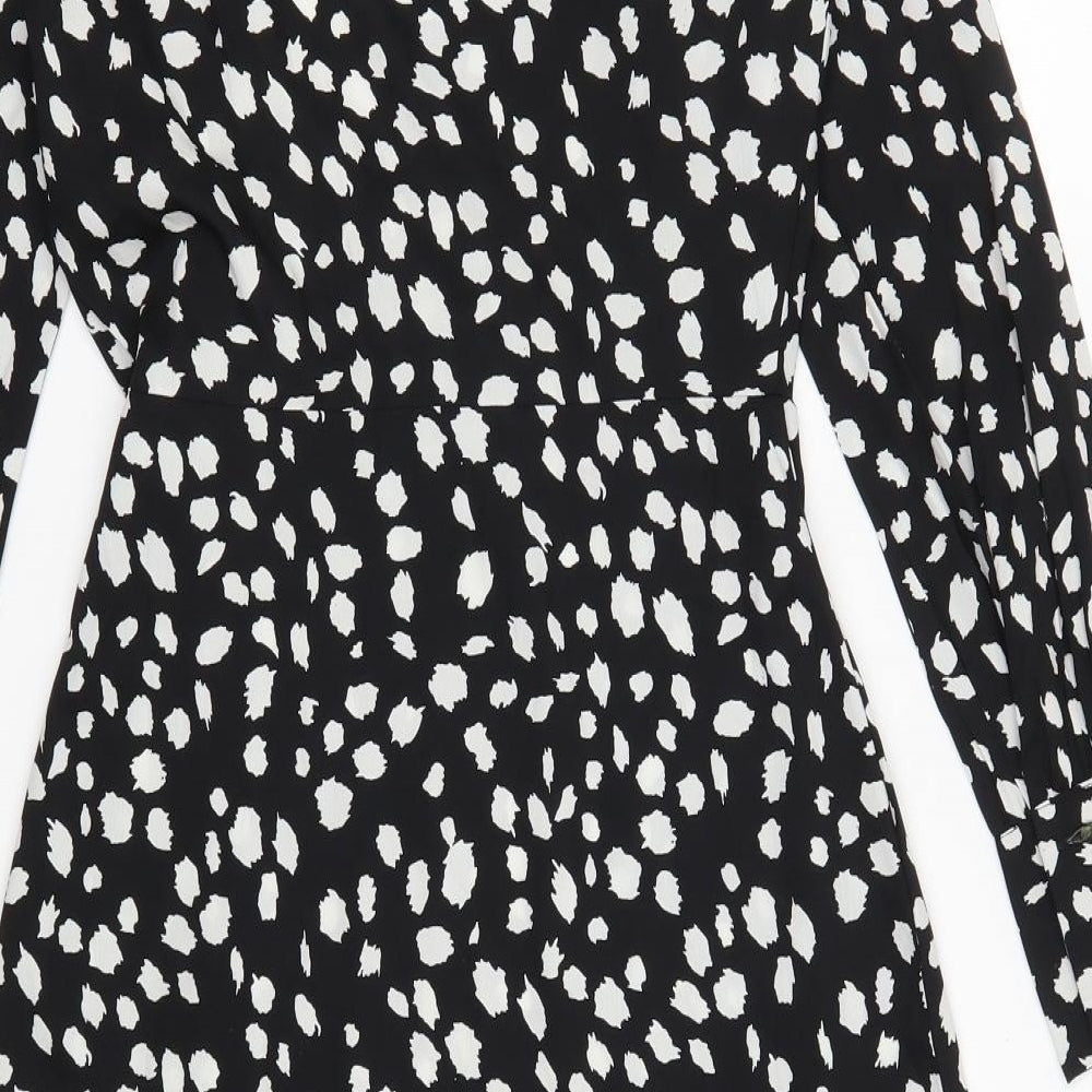 Boohoo Womens Black Polka Dot  A-Line  Size 4
