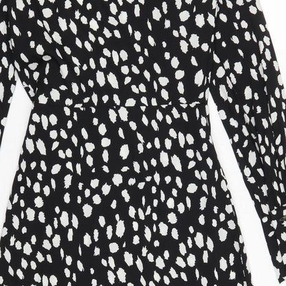 Boohoo Womens Black Polka Dot  A-Line  Size 4