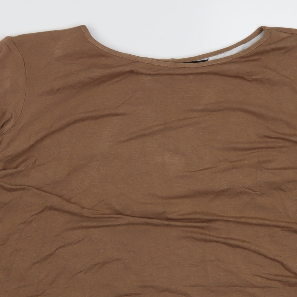 Womens UK Size 14 Dorothy Perkins Brown Basic T-Shirt