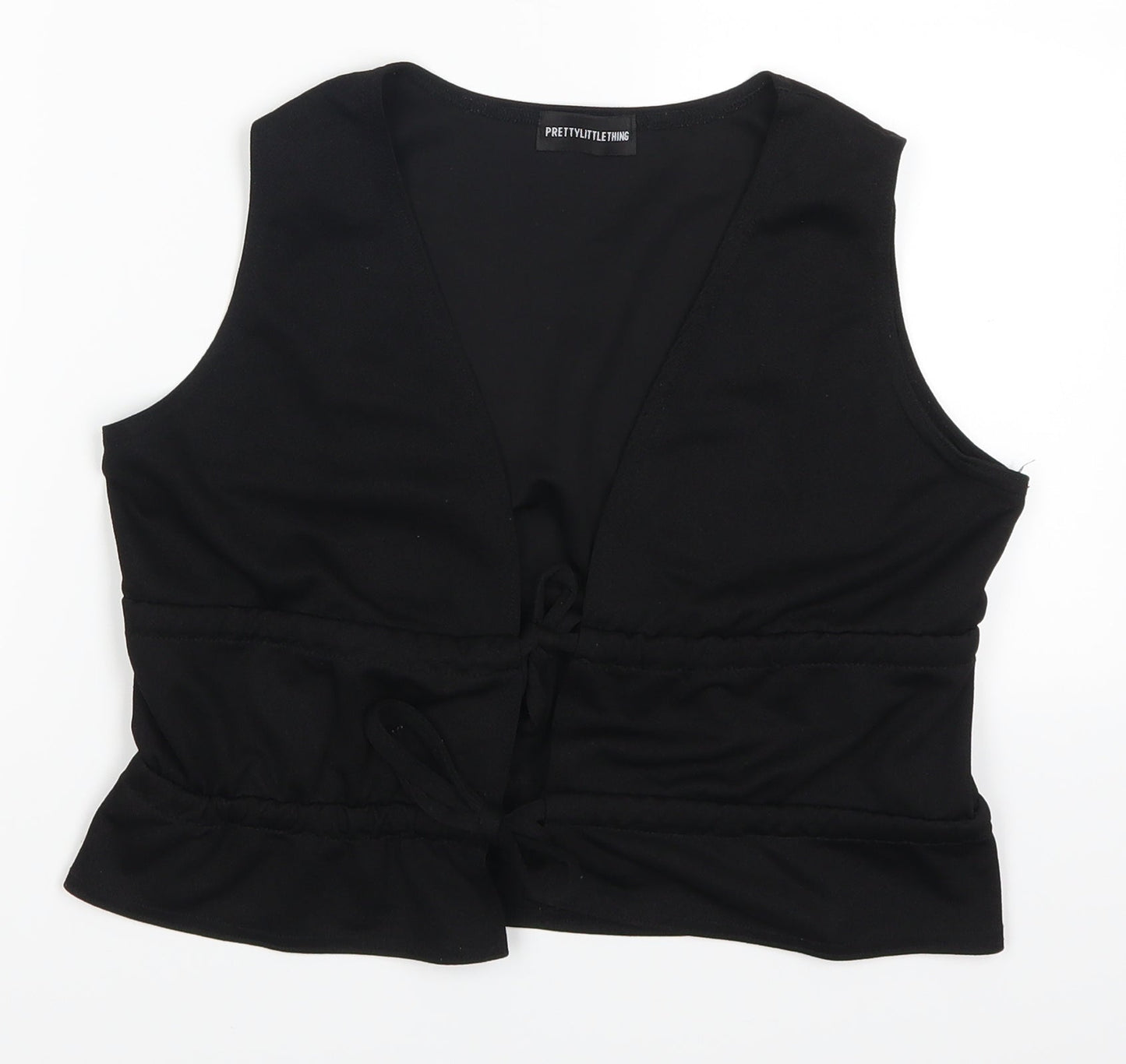 Womens UK Size 4 Pretty Little Thing Black Basic Tank