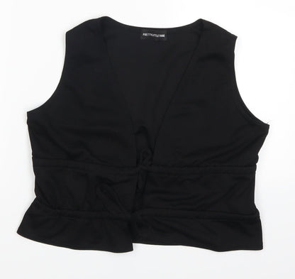 Womens UK Size 4 Pretty Little Thing Black Basic Tank