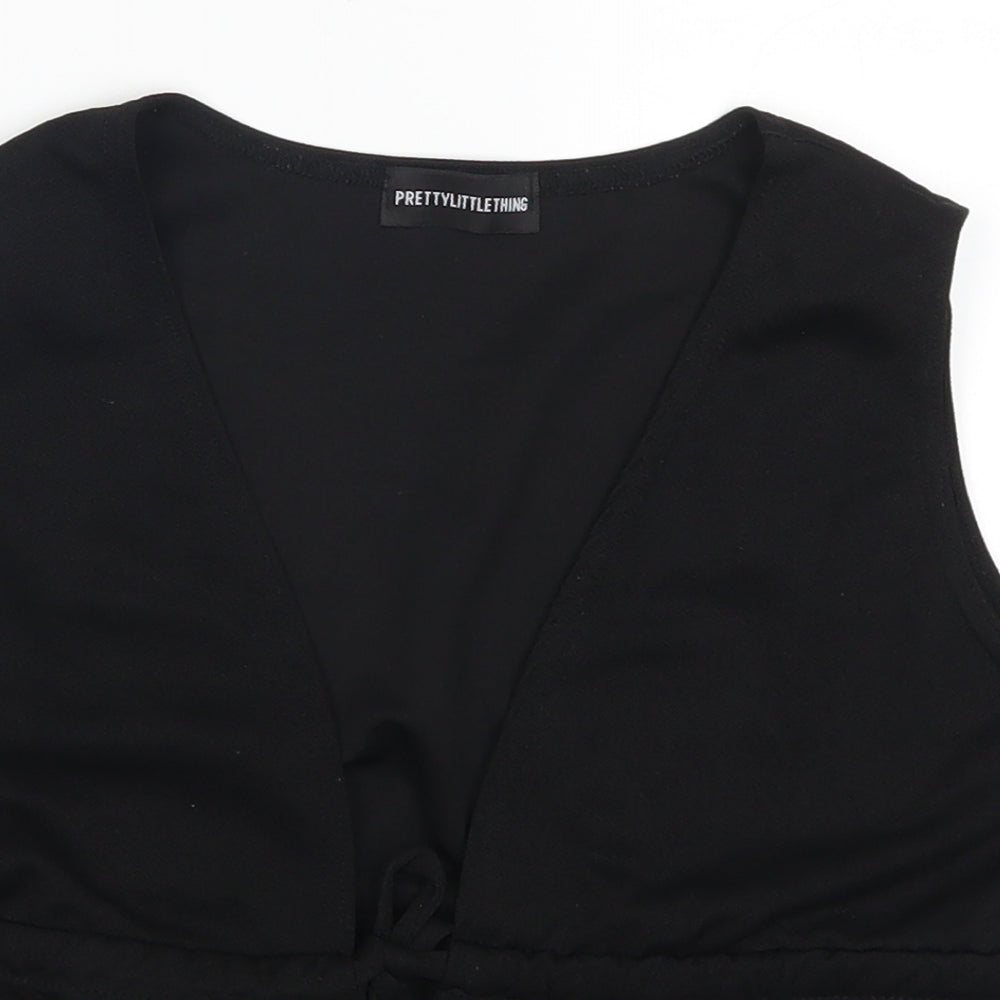 Womens UK Size 4 Pretty Little Thing Black Basic Tank