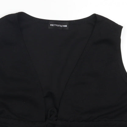 Womens UK Size 4 Pretty Little Thing Black Basic Tank