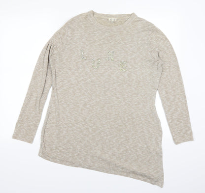 Womens UK Size 12 River Island Beige Basic T-Shirt