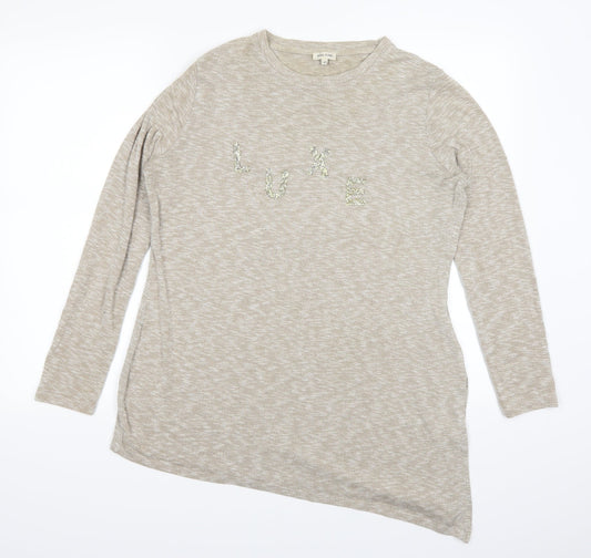 Womens UK Size 12 River Island Beige Basic T-Shirt
