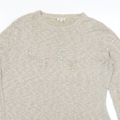 Womens UK Size 12 River Island Beige Basic T-Shirt
