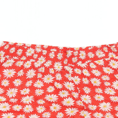 Monki Womens Red Floral  Culotte Shorts Size S