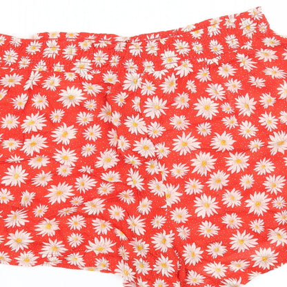 Monki Womens Red Floral  Culotte Shorts Size S