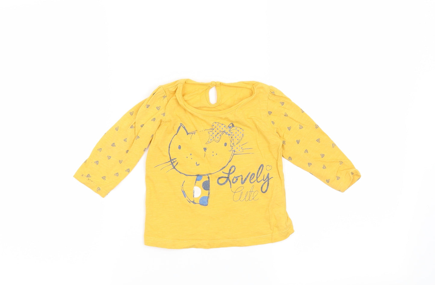 Matalan Girls Yellow   Basic T-Shirt Size 9-12 Months  - Lovely Cute