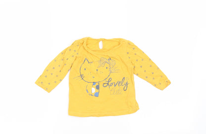 Matalan Girls Yellow   Basic T-Shirt Size 9-12 Months  - Lovely Cute