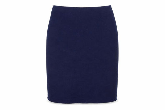 Front view of Preworn women’s blue straight & pencil skirt, size UK 30, in