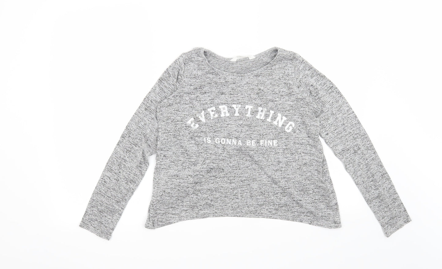 H&M Girls Grey   Pullover Sweatshirt Size 11-12 Years  - Everything is going to be fine