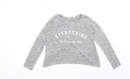 H&M Girls Grey   Pullover Sweatshirt Size 11-12 Years  - Everything is going to be fine