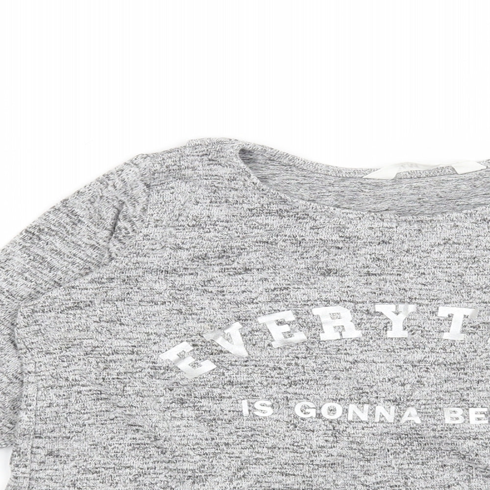 H&M Girls Grey   Pullover Sweatshirt Size 11-12 Years  - Everything is going to be fine