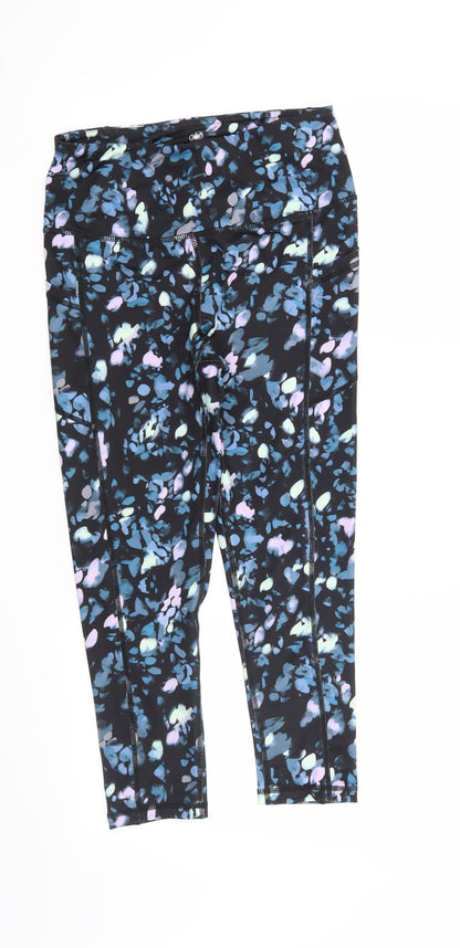 Gaiam Womens Black Geometric  Capri Leggings Size S L22 in