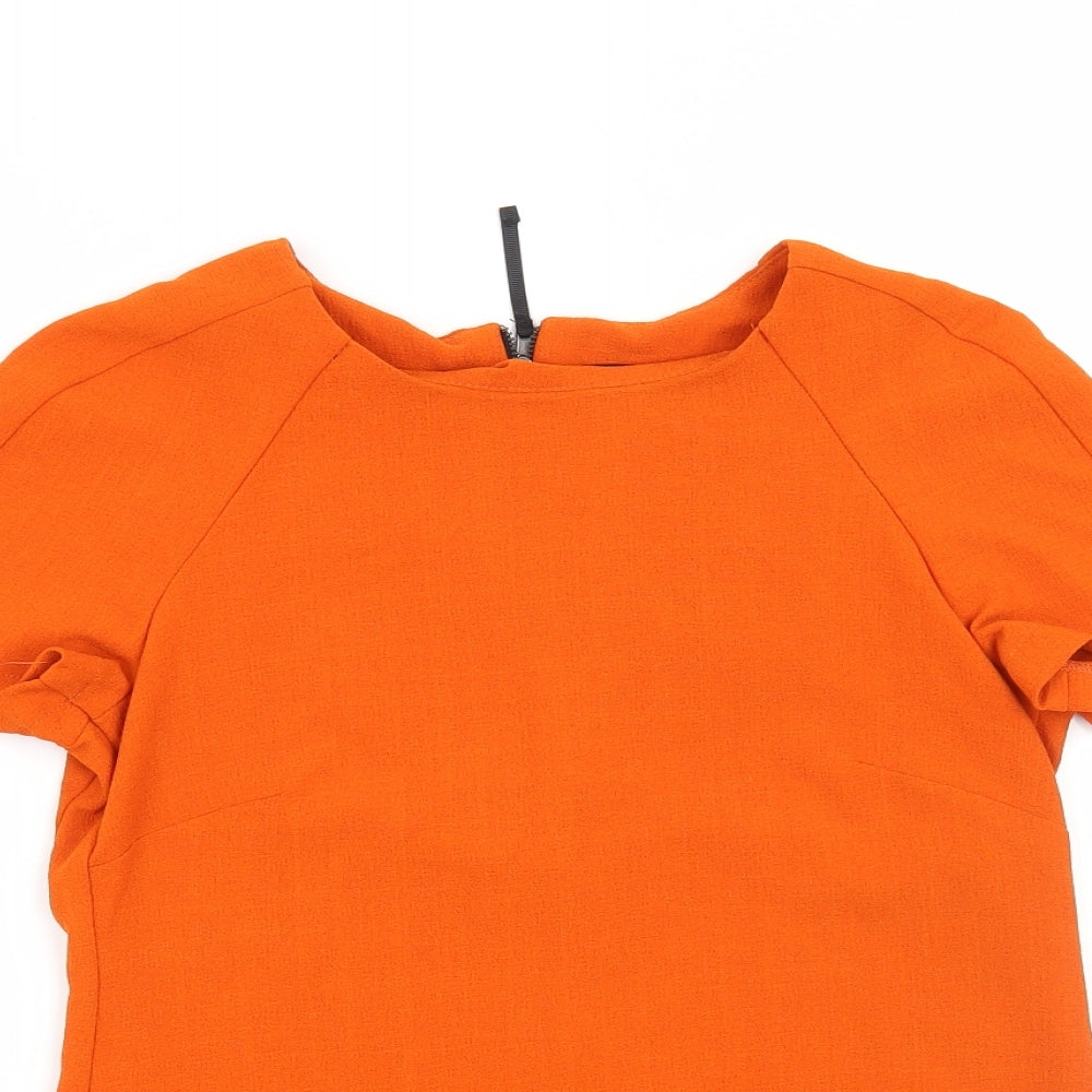 Womens UK Size 8 Topshop Orange Basic Blouse