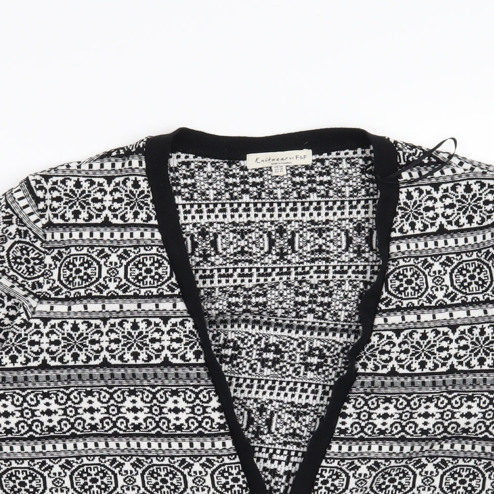 F&F Womens Black Geometric  Cardigan Jumper Size 14