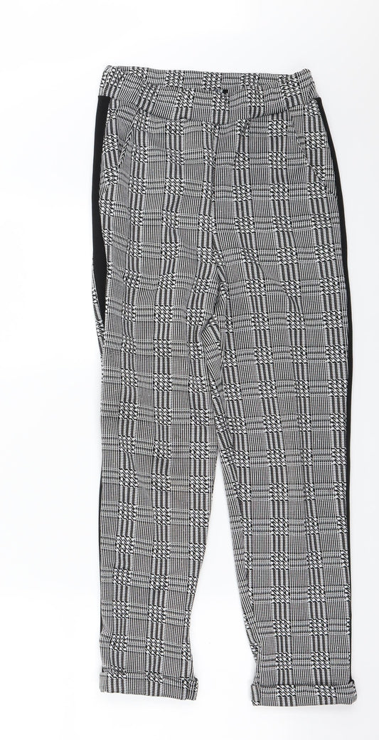 CAMEO ROSE  Womens White Check  Trousers  Size 8 L24 in