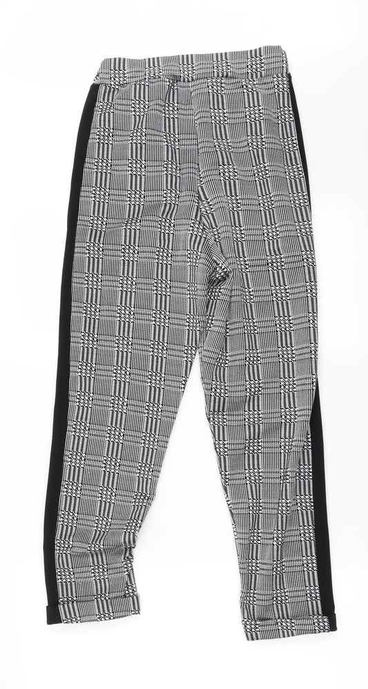 CAMEO ROSE  Womens White Check  Trousers  Size 8 L24 in