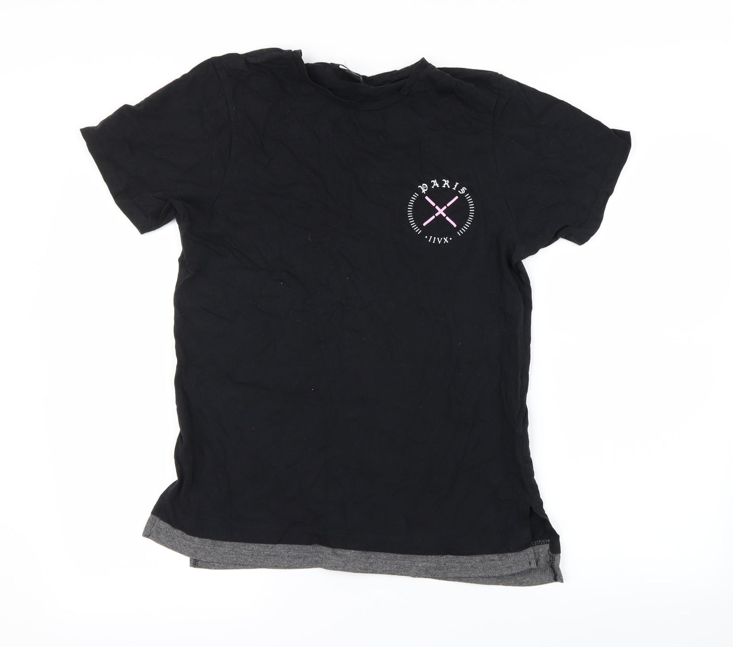 Womens UK Size S Cedar Wood State Black Basic T-Shirt
