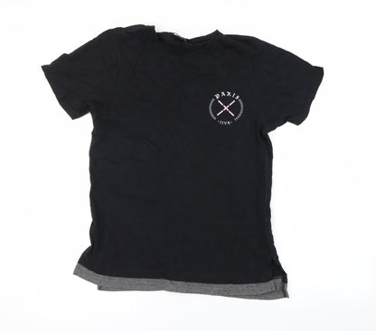 Womens UK Size S Cedar Wood State Black Basic T-Shirt