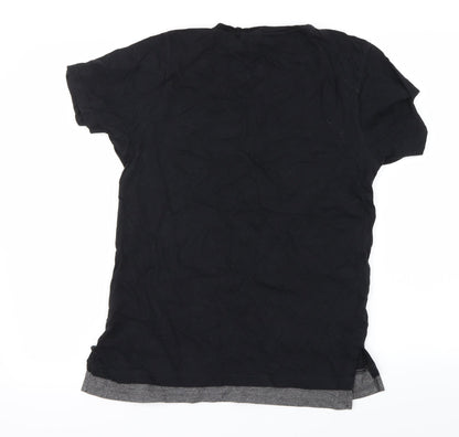 Womens UK Size S Cedar Wood State Black Basic T-Shirt
