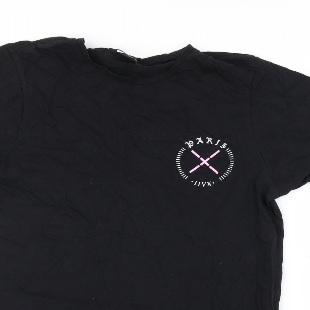 Womens UK Size S Cedar Wood State Black Basic T-Shirt