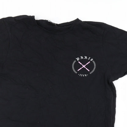 Womens UK Size S Cedar Wood State Black Basic T-Shirt