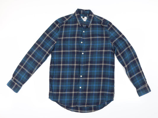 Topman Mens Blue Check   Button-Up Size S