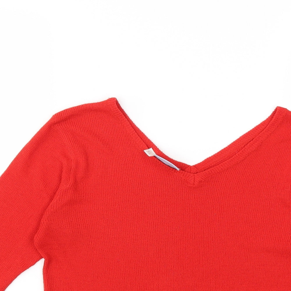 Greenvillage Womens Red  Knit Pullover Jumper Size XL