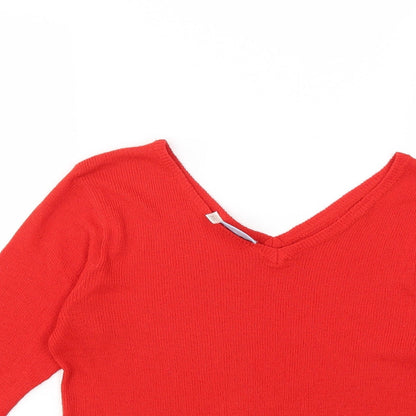 Greenvillage Womens Red  Knit Pullover Jumper Size XL