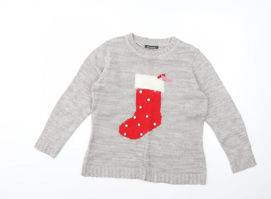 Front view of Bonmarché women’s grey knit jumper, size S
